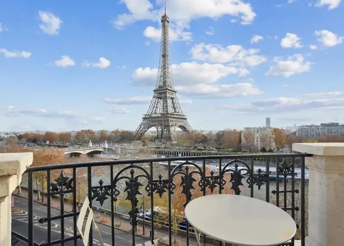 View On Eiffel Tower Seine And Main Monuments *