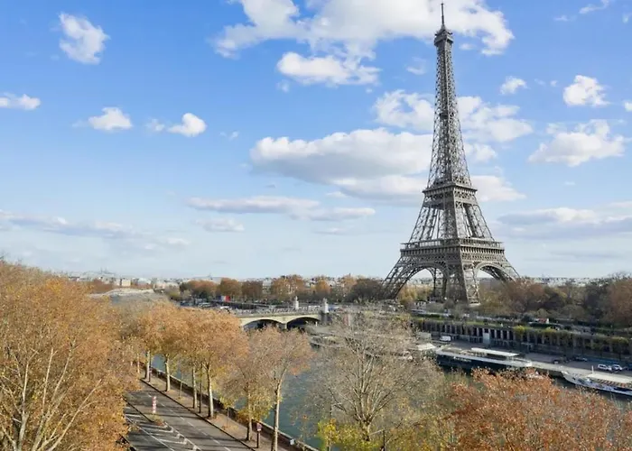 View On Eiffel Tower Seine And Main Monuments *