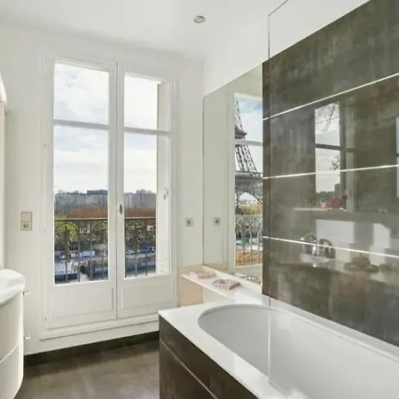 Apartment View On Eiffel Tower Seine And Main Monuments *